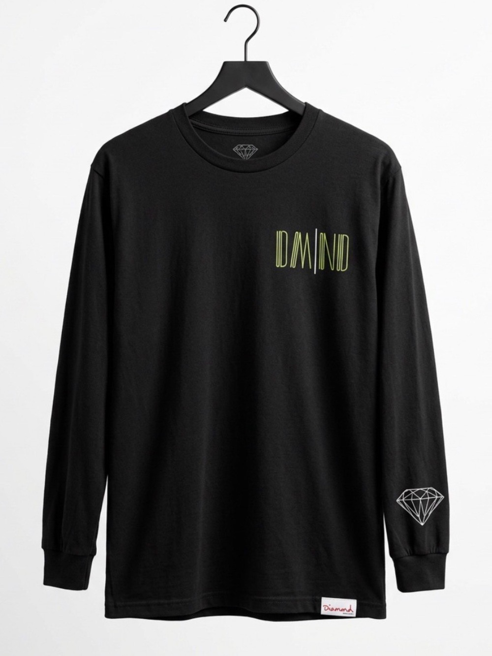DIAMOND SUPPLY CO MENS GRAPHIC LOGO TEE BLACK LONG SLEEVE MEDIUM